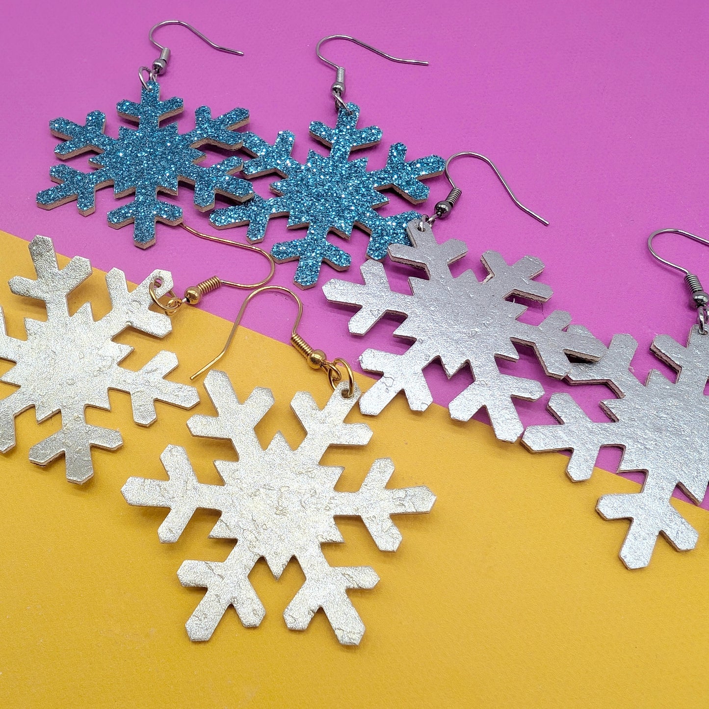 Silver snowflake earrings