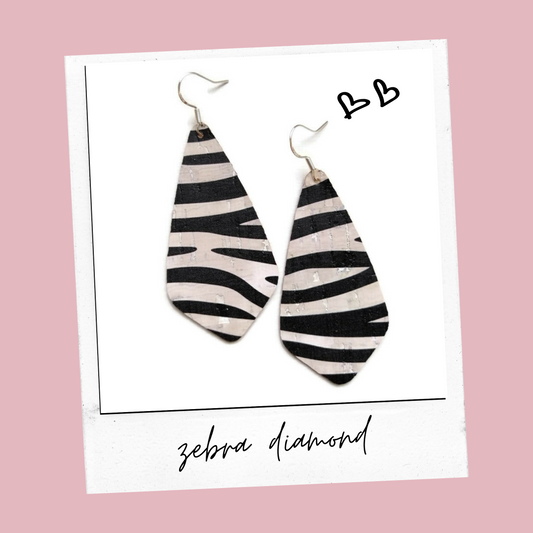 Zebra cork diamond earrings Trend Tonic 