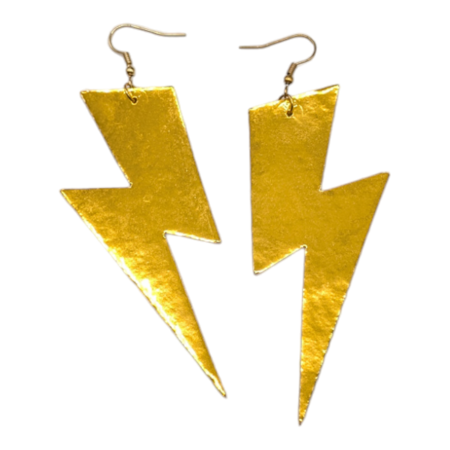 Extra large gold lightning bolt earrings