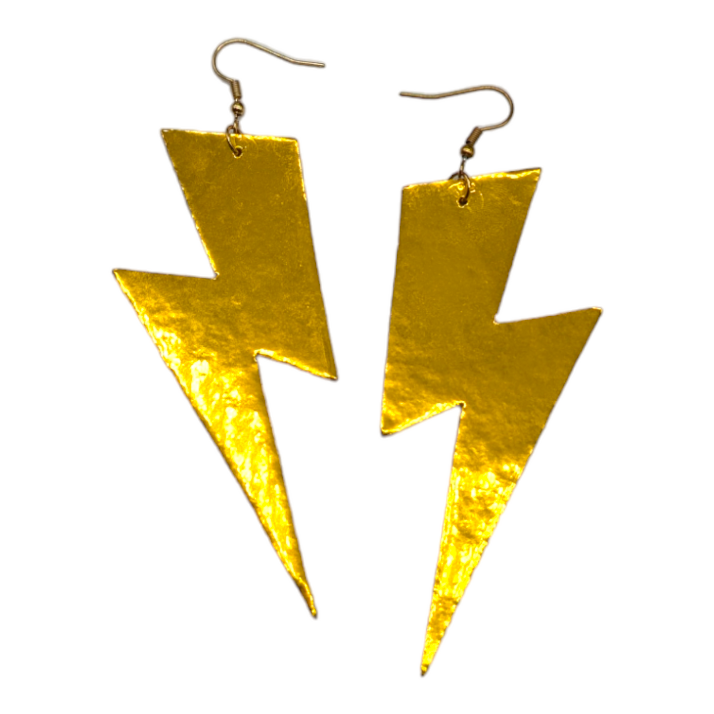 Extra large gold lightning bolt earrings