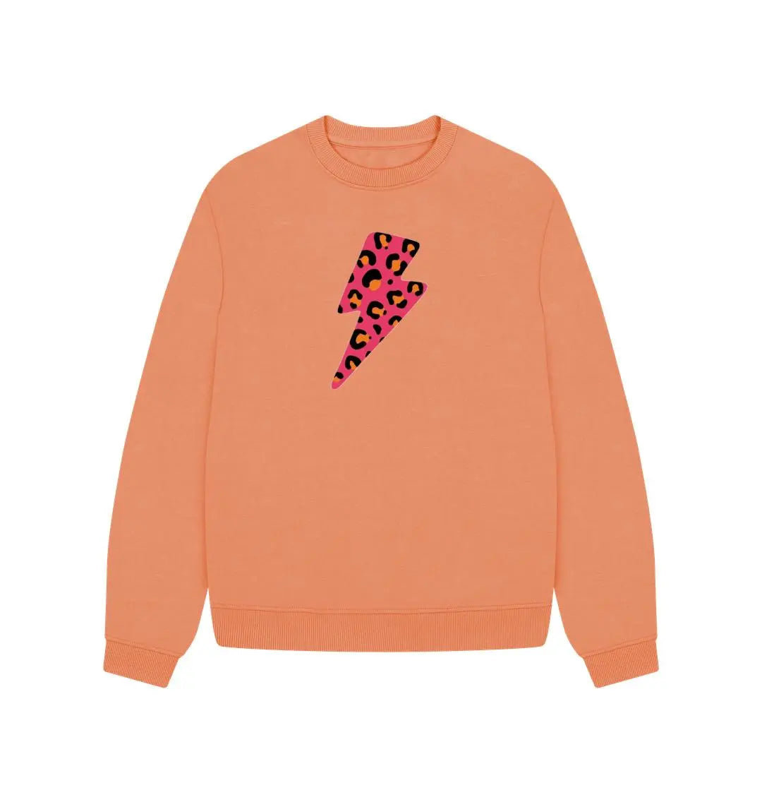 Pink and orange leopard lightning bolt oversized sweater - Trend Tonic