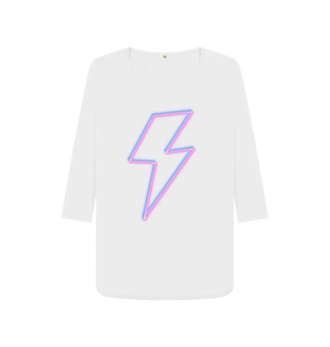 Quarter sleeve scoop neck neon lightning bolt t-shirt - Trend Tonic