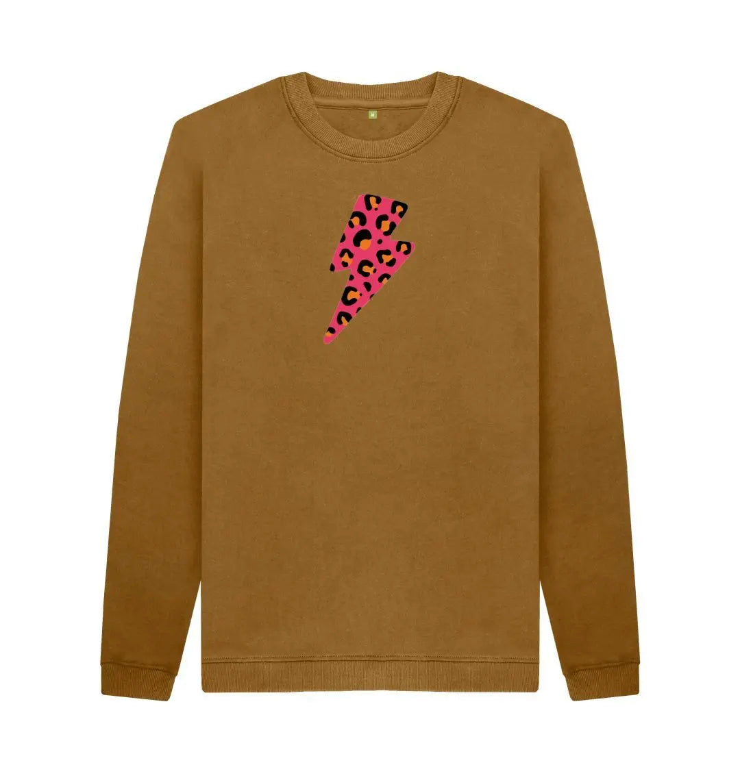 Red and orange leopard print lightning bolt unisex sweater - Trend Tonic