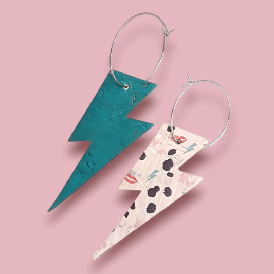 Turquoise and flash lightning bolt earrings - Trend Tonic