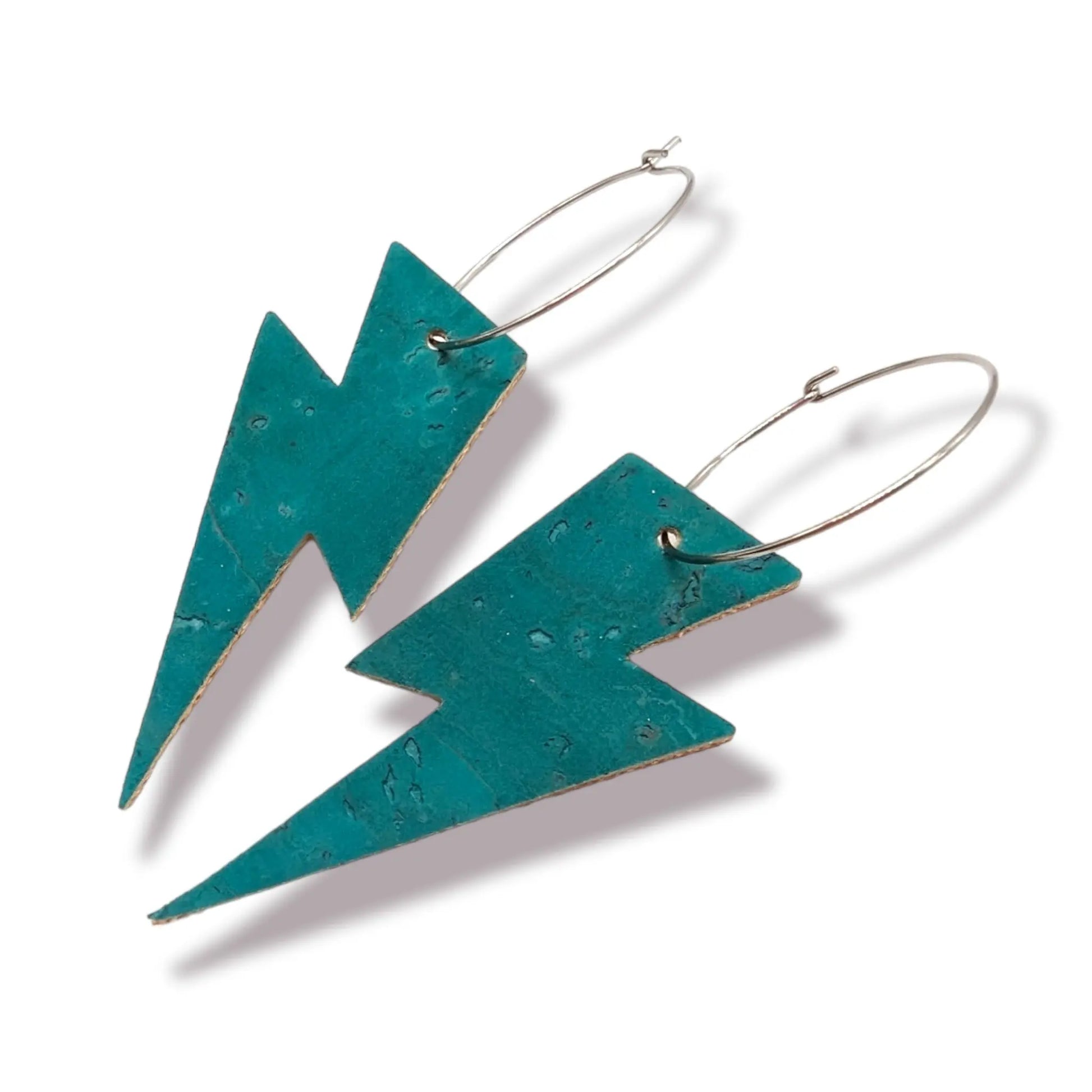 Turquoise and flash lightning bolt earrings - Trend Tonic