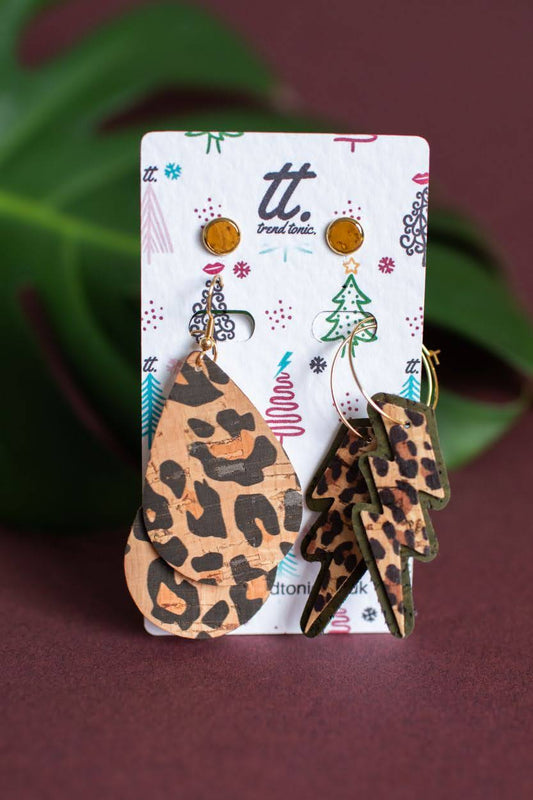 Autumn cork earring gift set