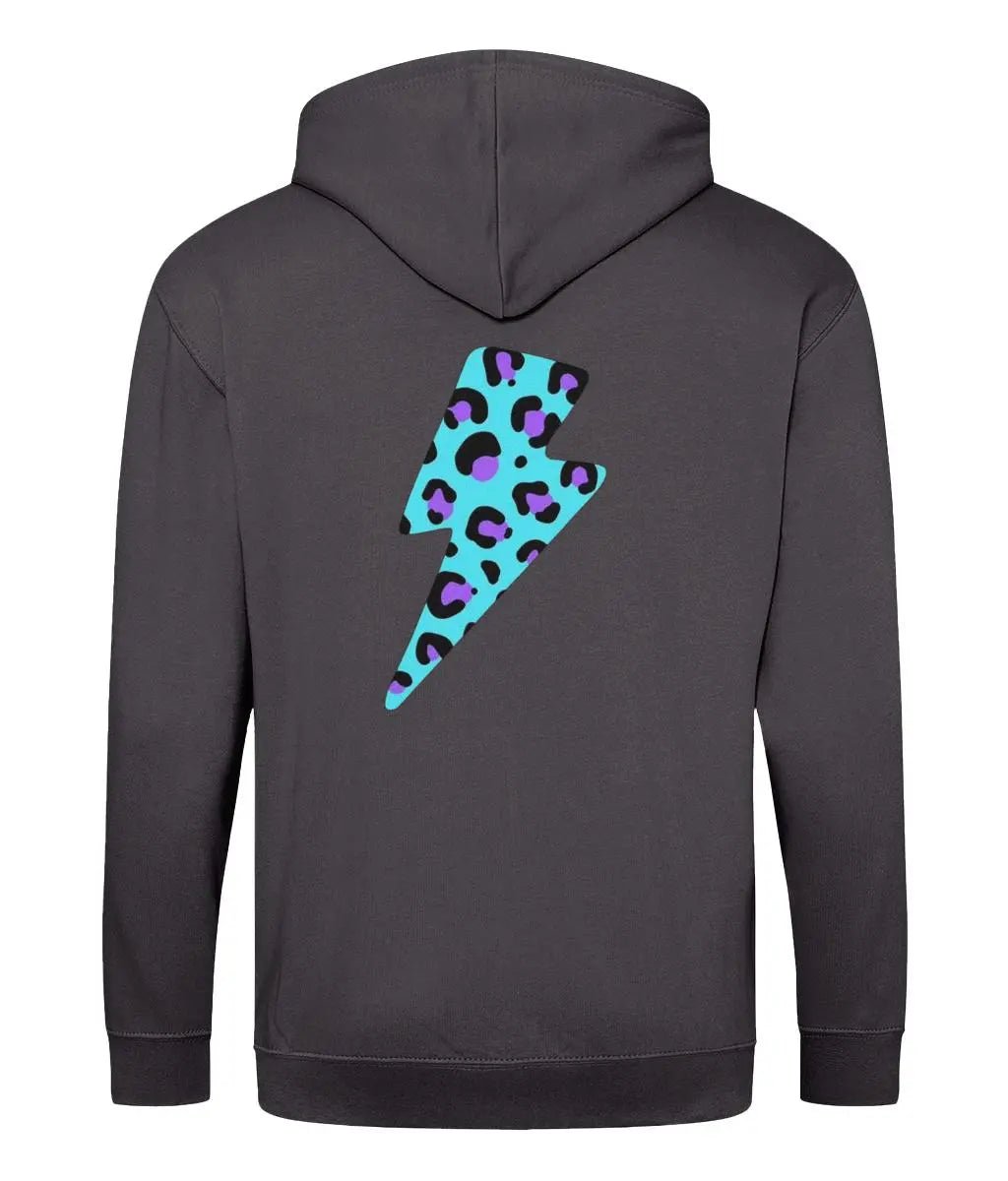 Blue and purple leopard print zip up hoodie - Trend Tonic