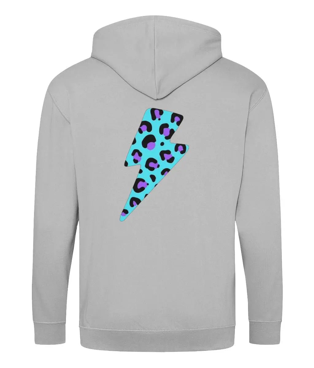 Blue and purple leopard print zip up hoodie - Trend Tonic