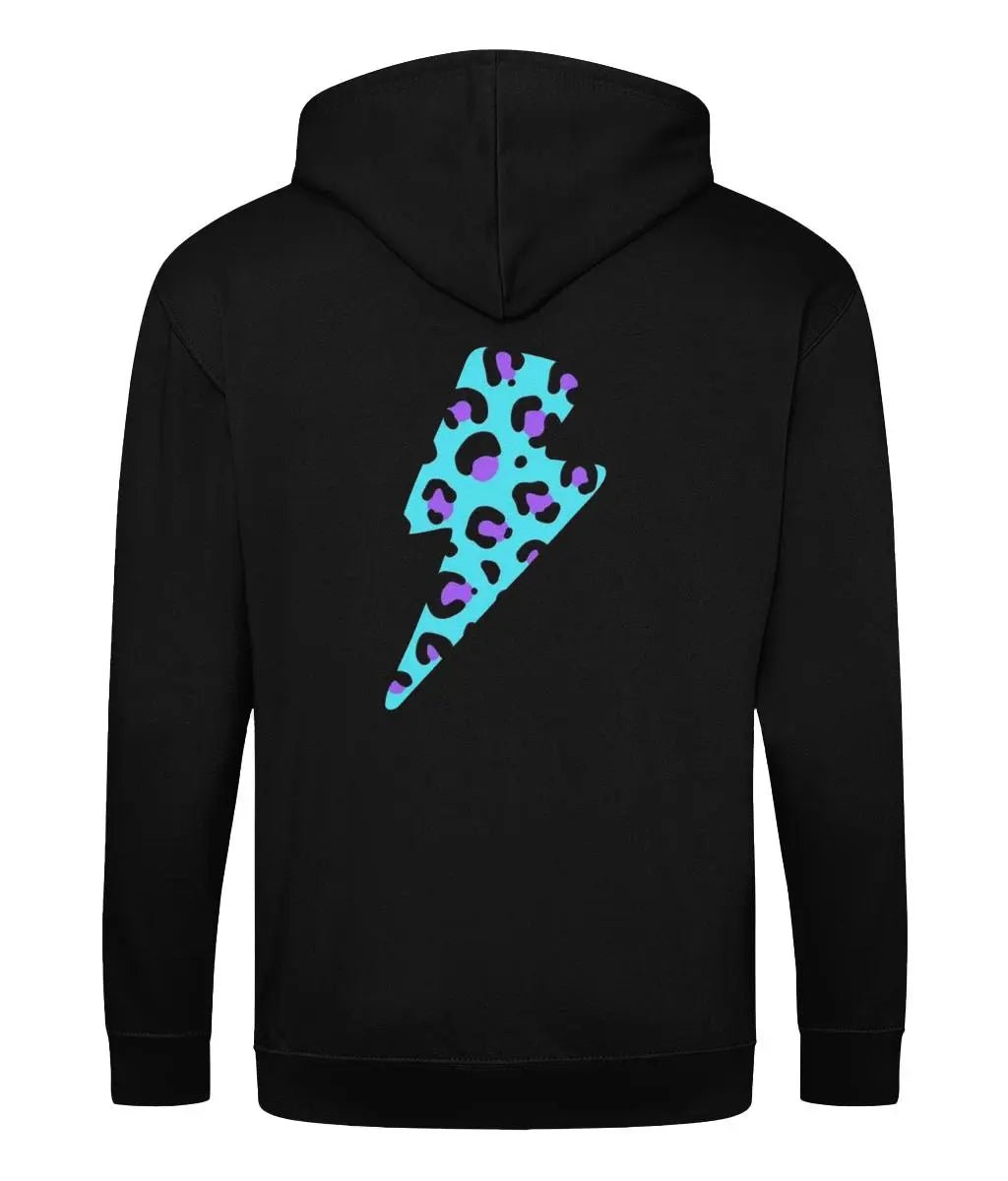 Blue and purple leopard print zip up hoodie - Trend Tonic