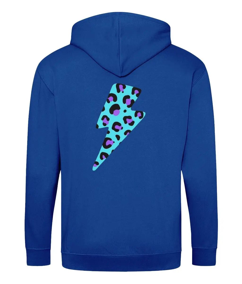 Blue and purple leopard print zip up hoodie - Trend Tonic