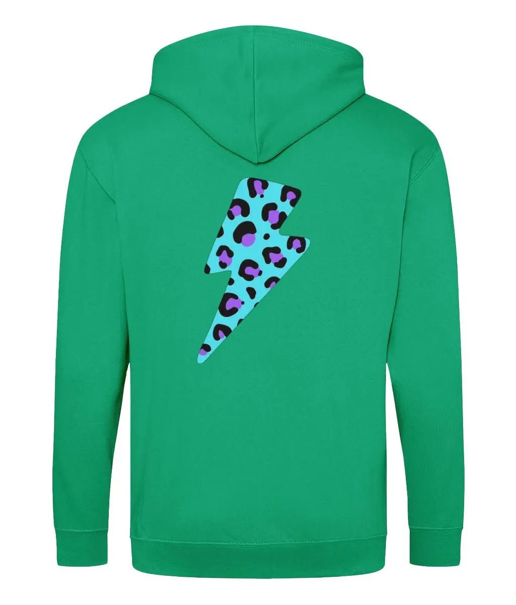 Blue and purple leopard print zip up hoodie - Trend Tonic