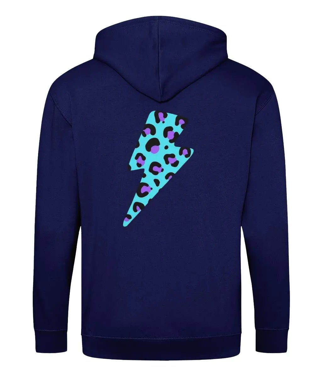 Blue and purple leopard print zip up hoodie - Trend Tonic