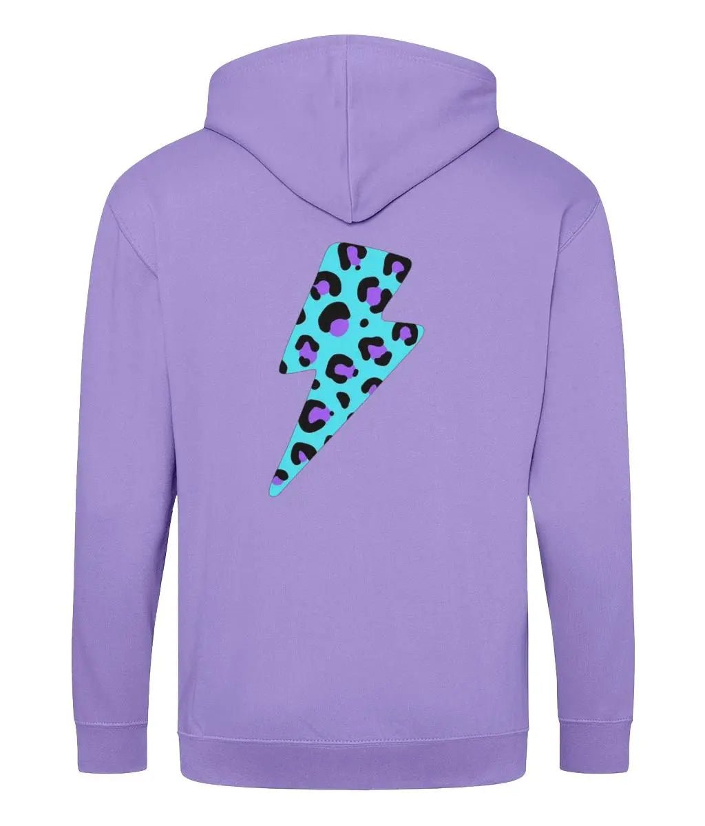 Blue and purple leopard print zip up hoodie - Trend Tonic