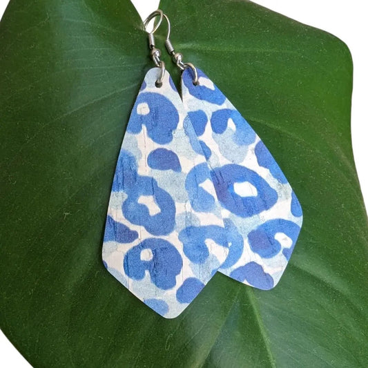 Blue leopard print diamond earrings - Trend Tonic