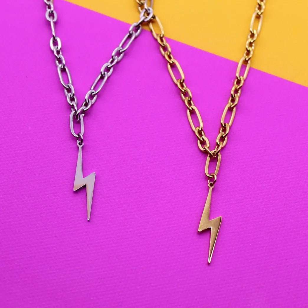 Chunky chain lightning bolt necklace - Trend Tonic