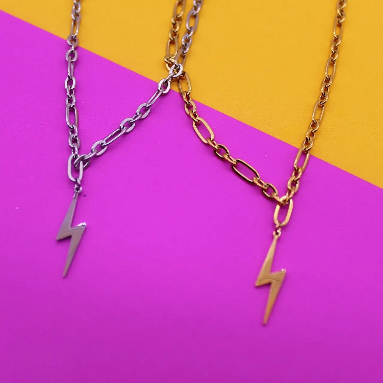 Chunky chain lightning bolt necklace - Trend Tonic