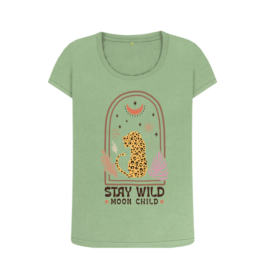 Sage Stay wild moon child scoop neck t-shirt