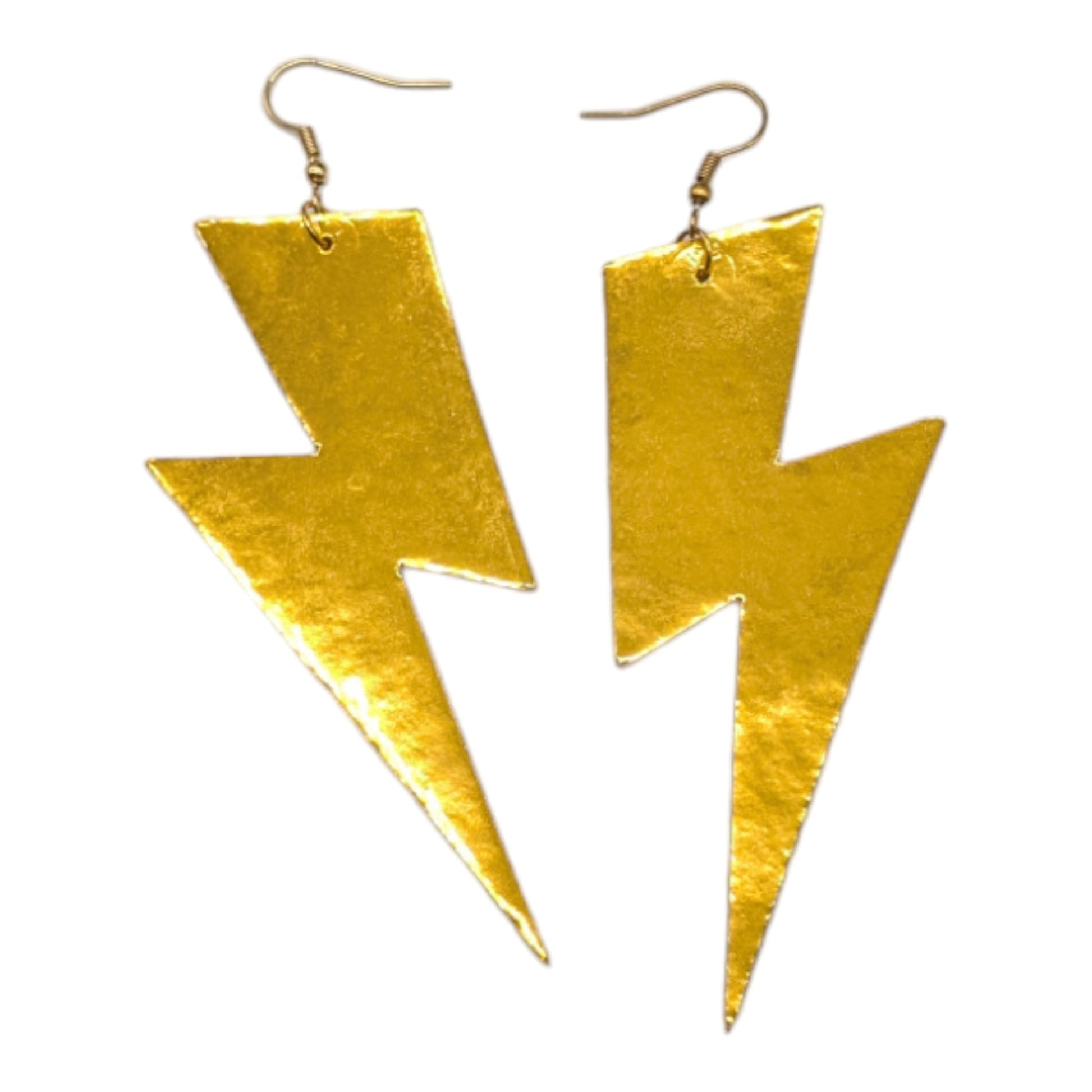 Extra large gold lightning bolt earrings - Trend Tonic