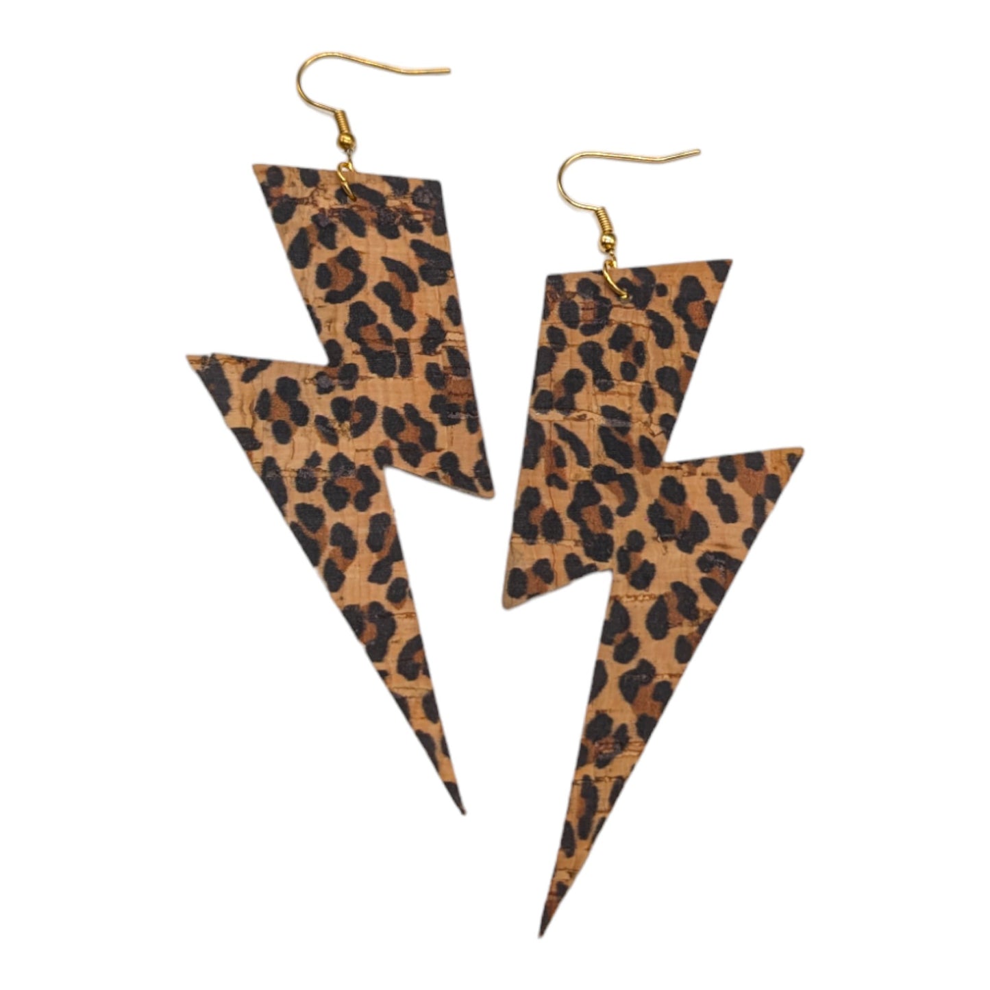 Extra large leopard print lightning bolt earrings - Trend Tonic