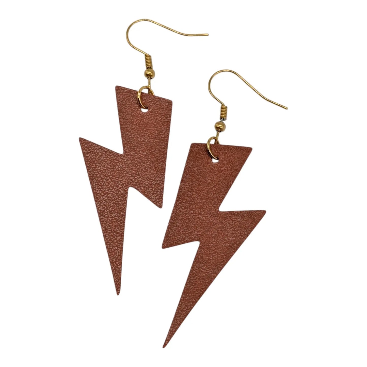 Golden brown olive leather earrings - Trend Tonic