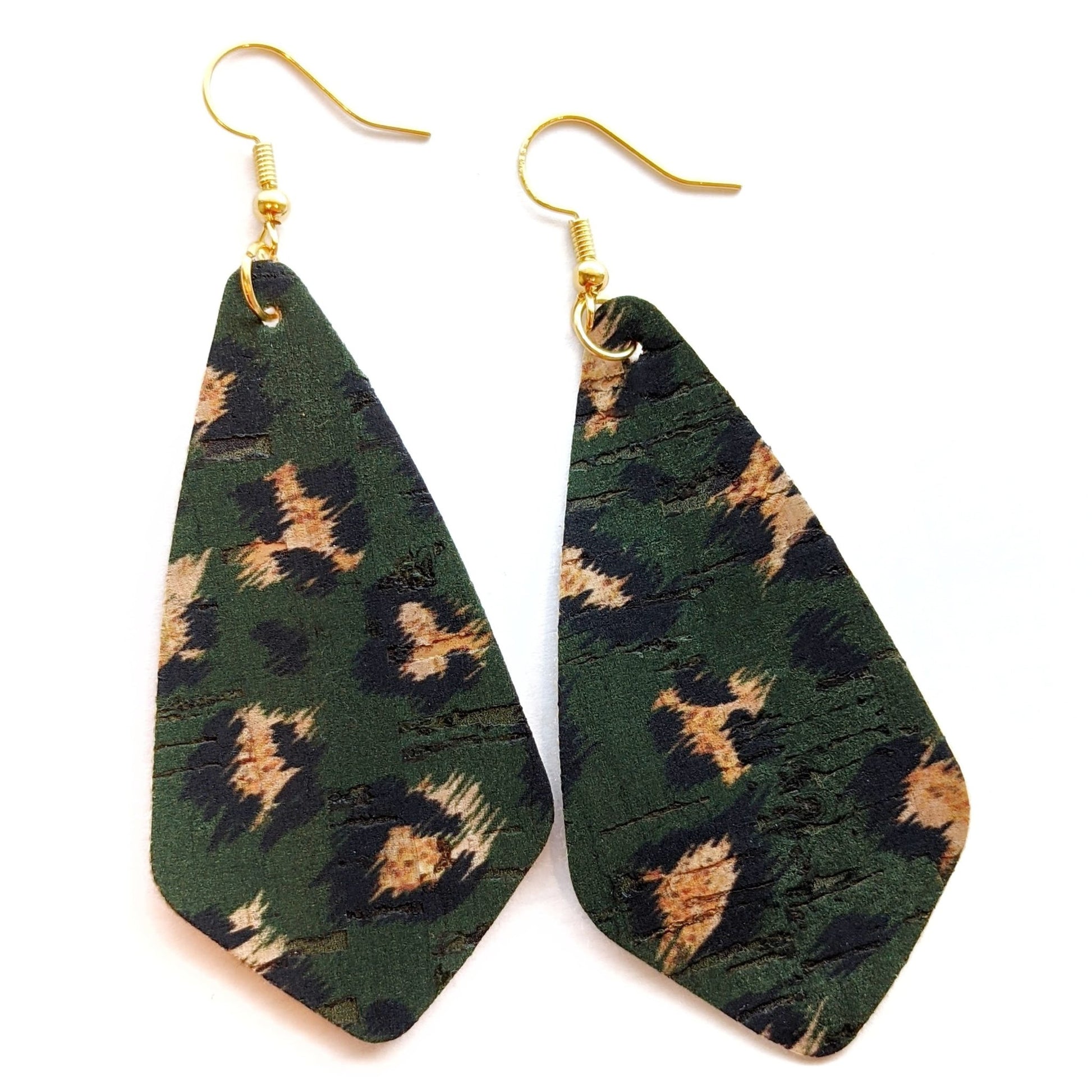 Green leopard print diamond earrings - Trend Tonic