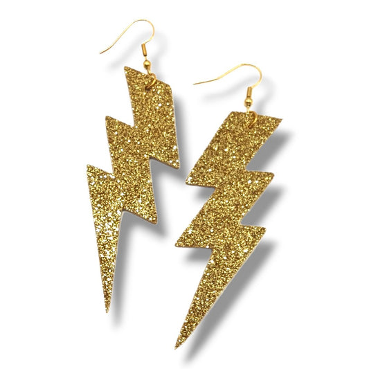 Large glitter triple lightning bolt earrings - Trend Tonic