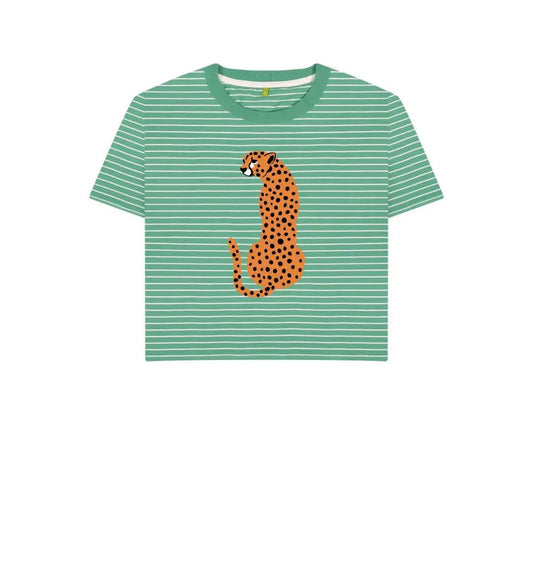 Leopard graphic stripe boxy t-shirt - Trend Tonic