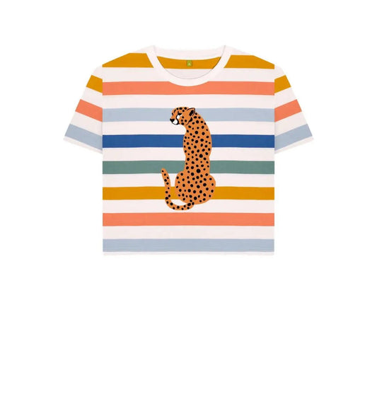 Leopard graphic stripe boxy t-shirt - Trend Tonic