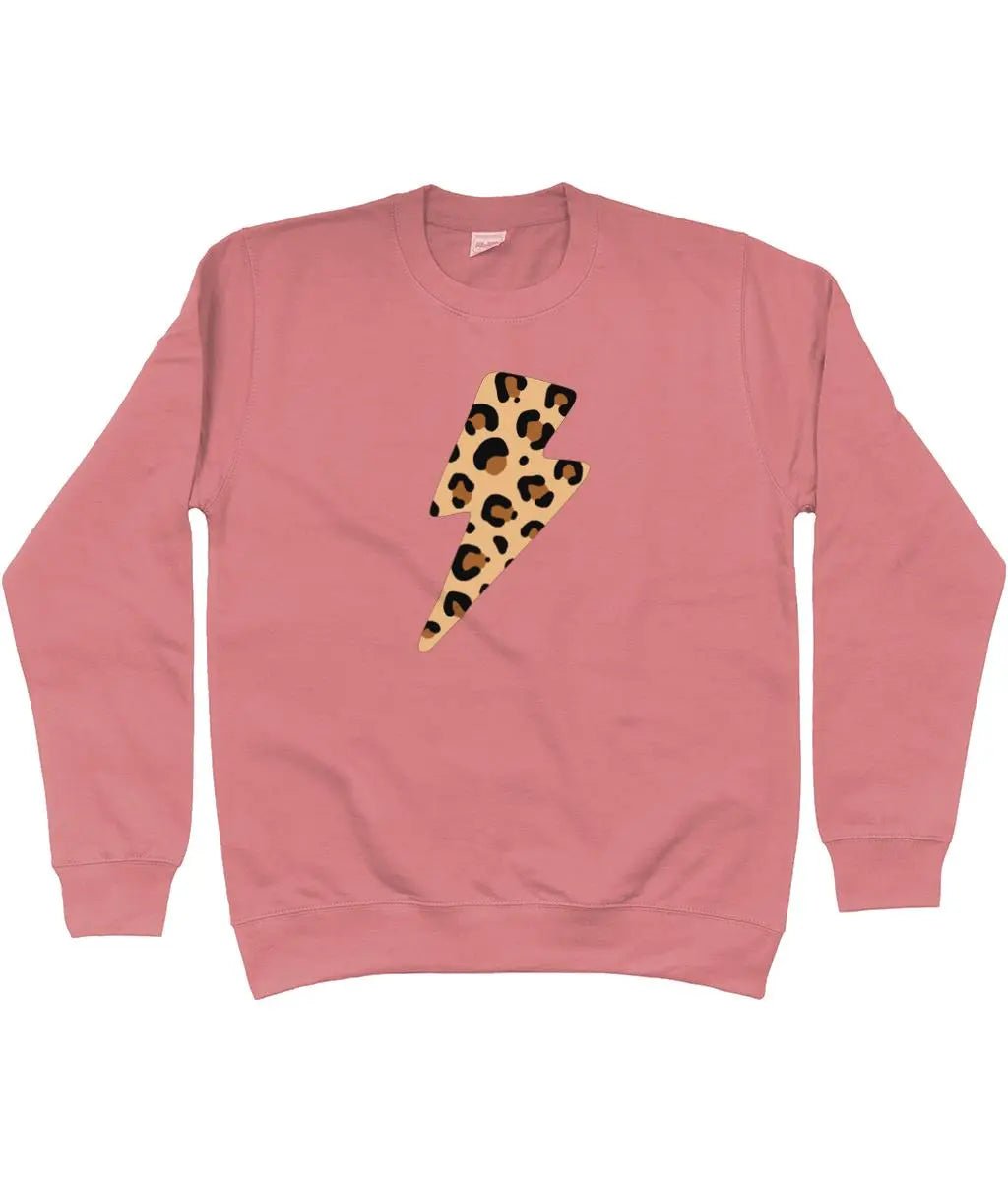 Leopard print lightning bolt AWDis Sweatshirt - Trend Tonic