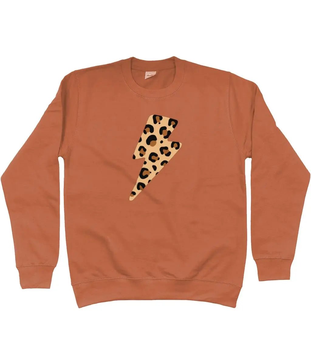 Leopard print lightning bolt AWDis Sweatshirt - Trend Tonic