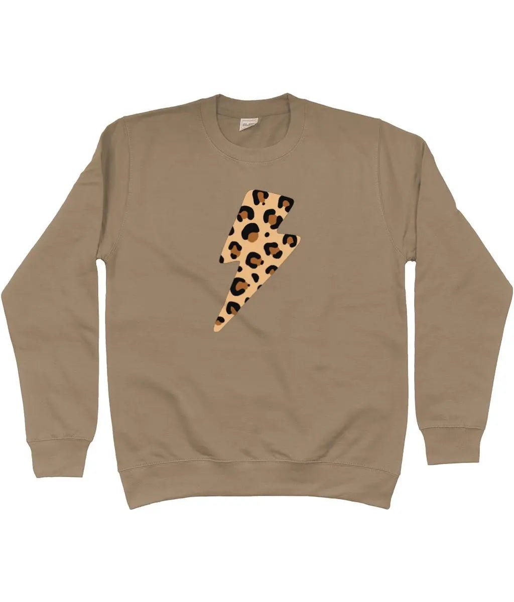 Leopard print lightning bolt AWDis Sweatshirt - Trend Tonic