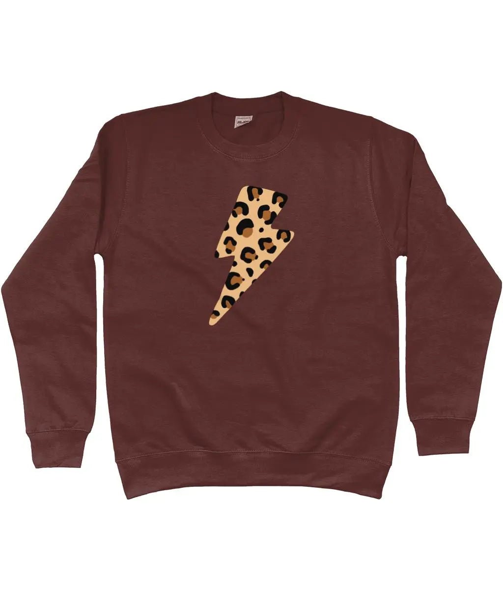 Leopard print lightning bolt AWDis Sweatshirt - Trend Tonic