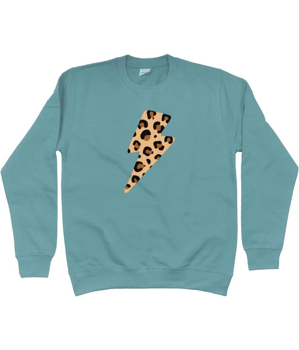 Leopard print lightning bolt AWDis Sweatshirt - Trend Tonic