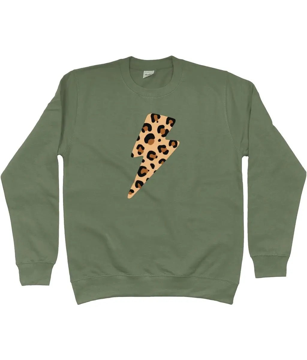 Leopard print lightning bolt AWDis Sweatshirt - Trend Tonic