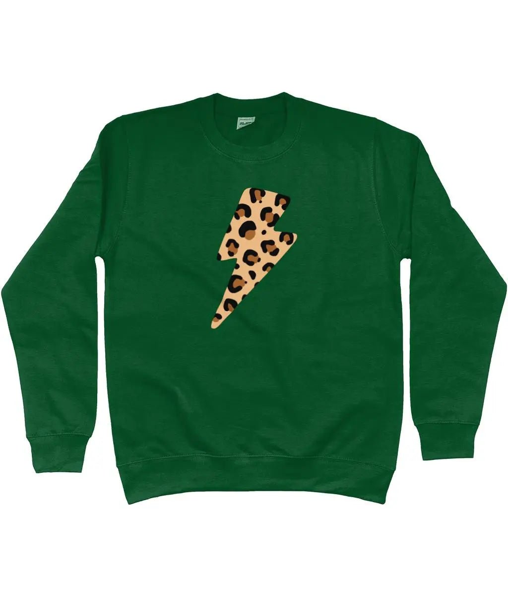 Leopard print lightning bolt AWDis Sweatshirt - Trend Tonic