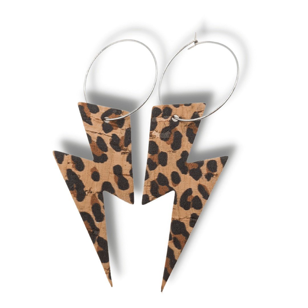 Leopard print lightning bolt earrings - Trend Tonic