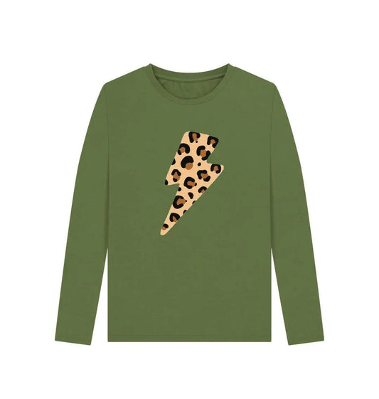 Leopard print lightning bolt long sleeve t-shirt - Trend Tonic