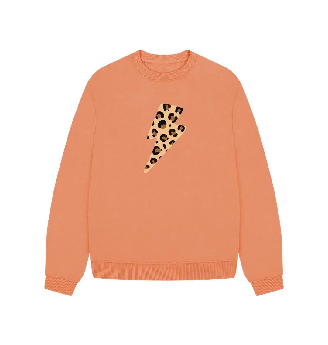 Leopard print lightning bolt oversized sweater - Trend Tonic