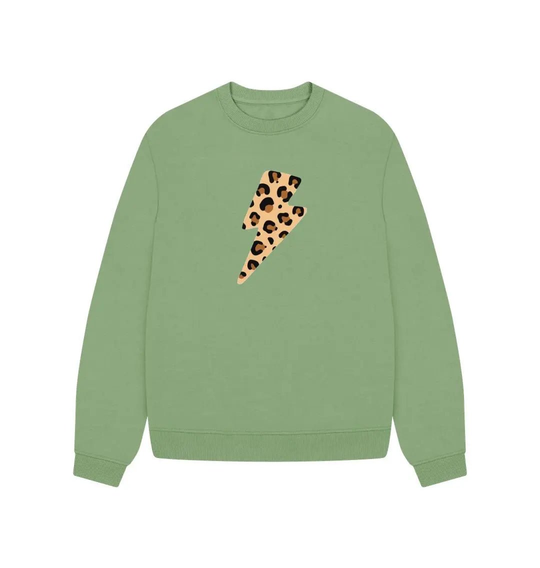 Leopard print lightning bolt oversized sweater - Trend Tonic