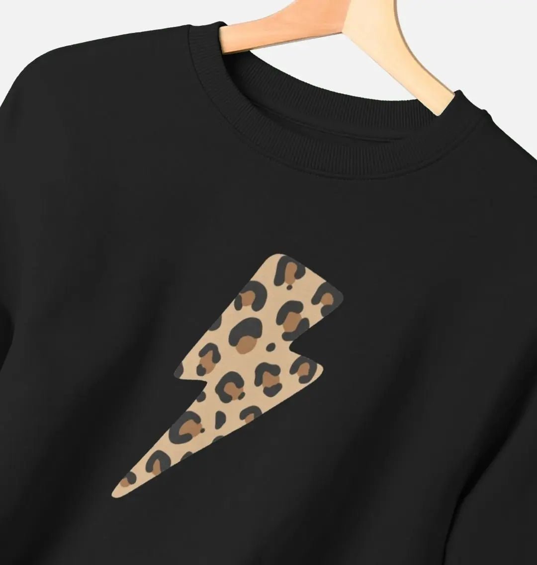 Leopard print lightning bolt oversized sweater - Trend Tonic