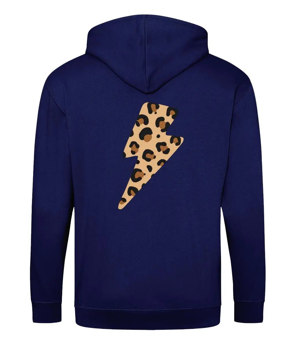 Leopard print lightning bolt zip up hoodie - Trend Tonic