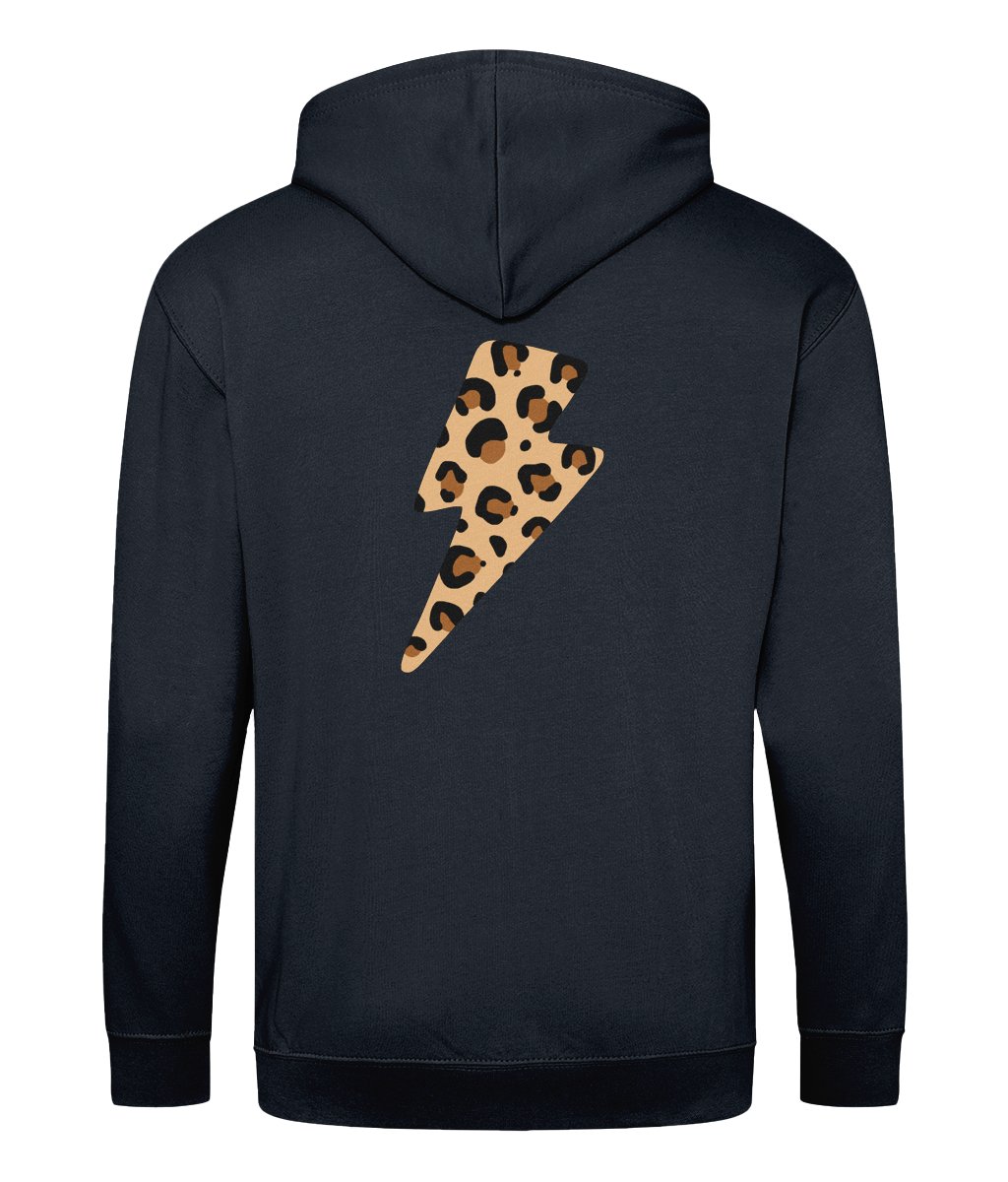 Leopard print lightning bolt zip up hoodie - Trend Tonic