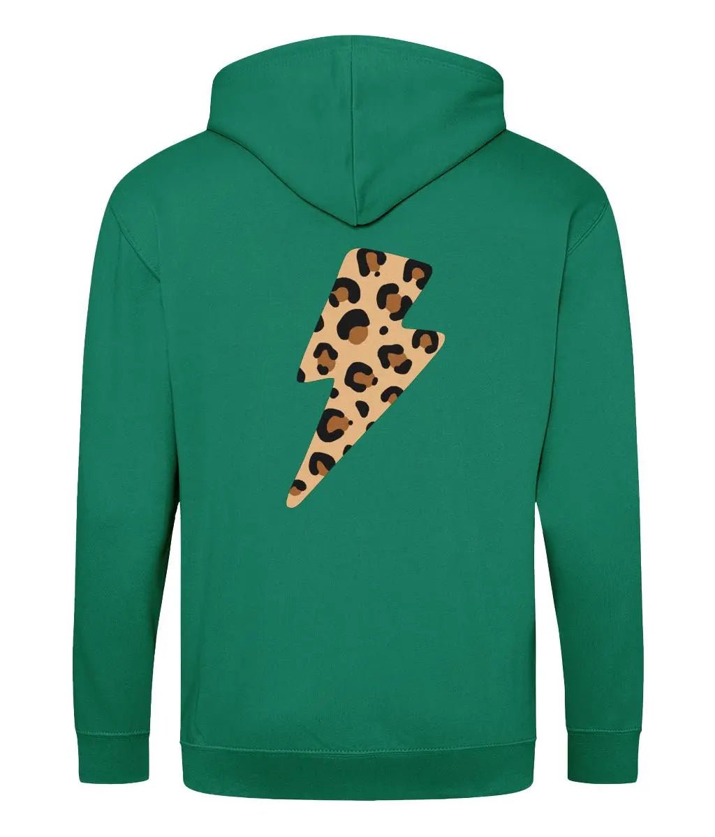 Leopard print lightning bolt zip up hoodie - Trend Tonic