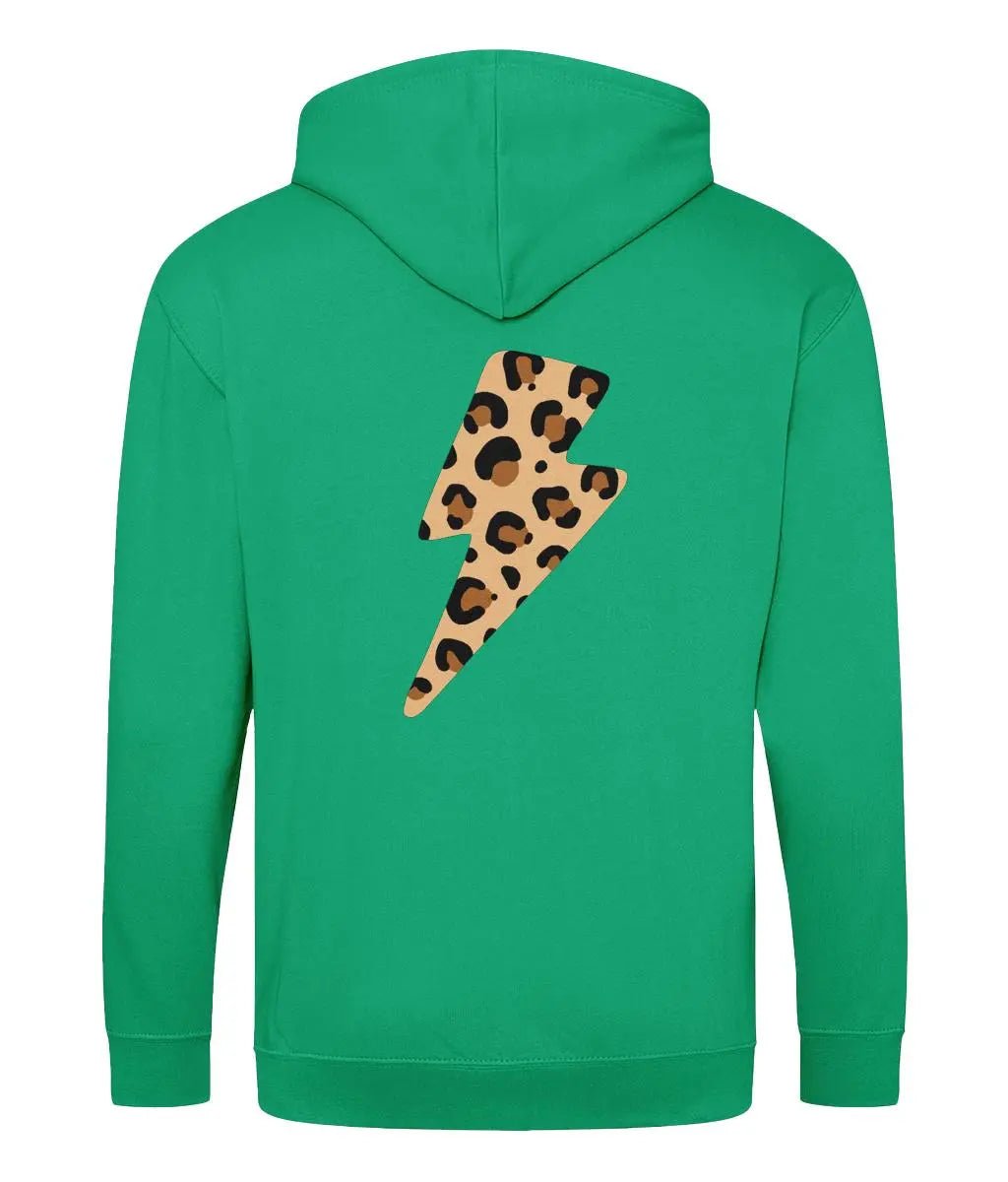 Leopard print lightning bolt zip up hoodie - Trend Tonic