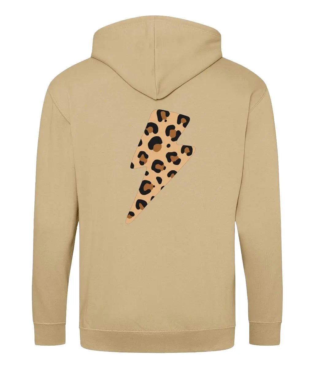 Leopard print lightning bolt zip up hoodie - Trend Tonic