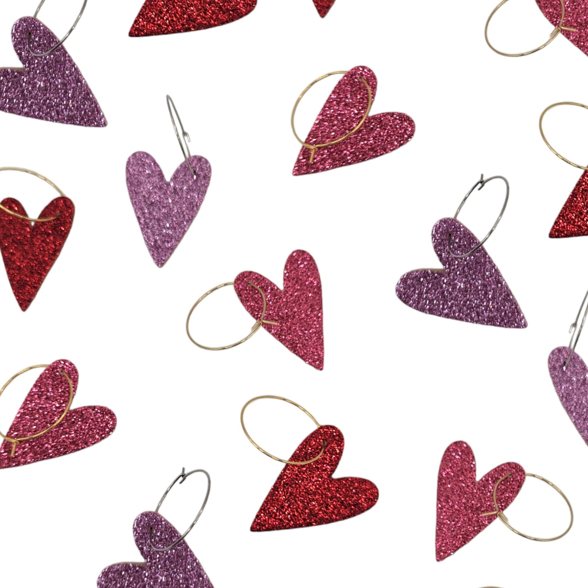 Light pink glitter heart hoops - Trend Tonic