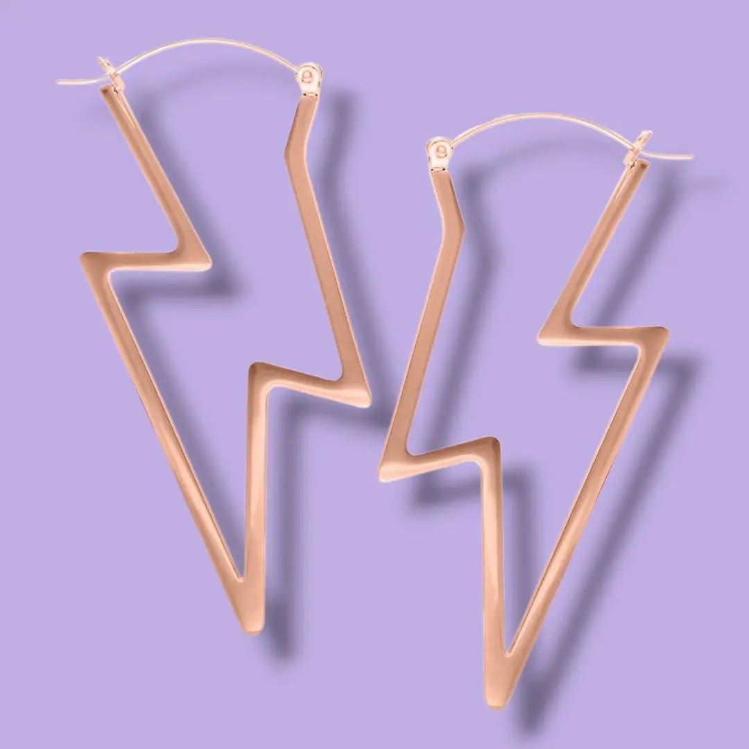 Lightning Bolt Hoop Earrings - Trend Tonic