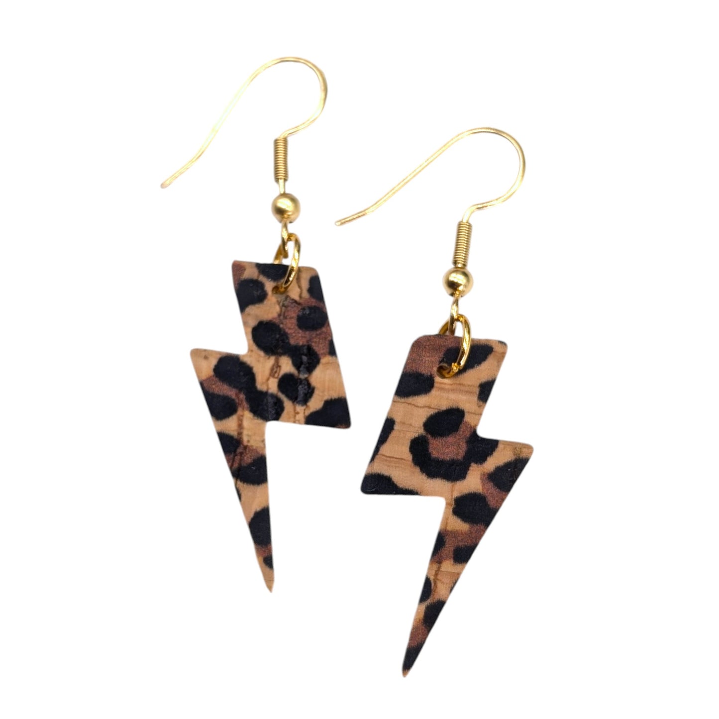 Mini leopard print lightning bolt earrings - Trend Tonic