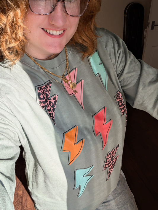 Multi Lightning Bolt AWDis Sweatshirt - Trend Tonic