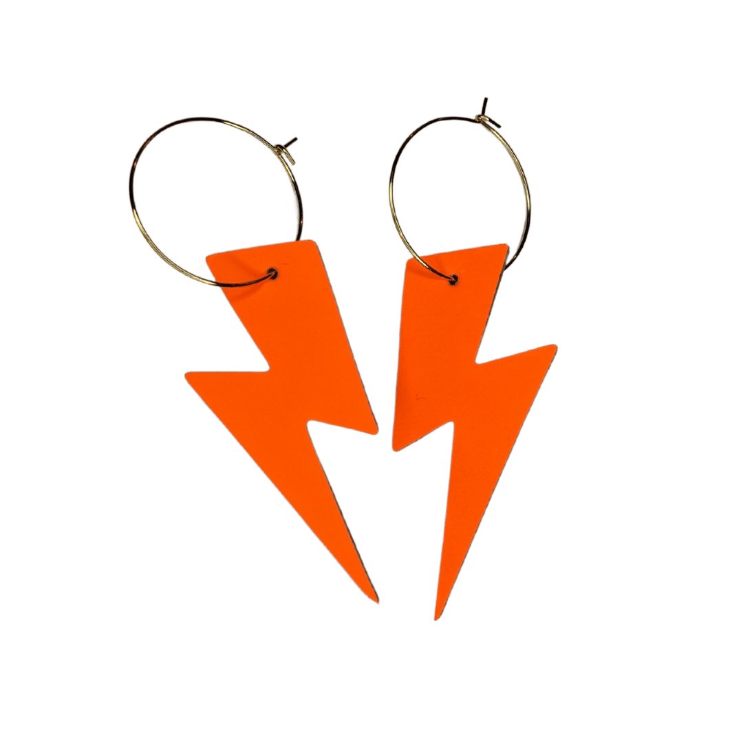 Orange neon cork lightning earrings - Trend Tonic